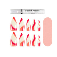 Salon Perfect Modern Art Abstract Swirl Nail Set, File & Glue Included, 30 Pieces EasyOptionXY LLC