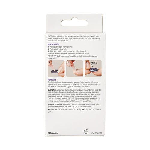 KISS Gel Fantasy Sculpted Medium Square Glue-On Nails, Glossy Light White, 'Glazed', 28 Ct EasyOptionXY LLC