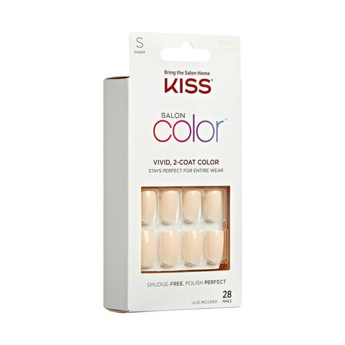 KISS Salon Color Short Square Fake Nails, Glossy Solid White, 28 Count EasyOptionXY LLC