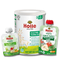 Goat & Greens Variety Bundle: Goat Milk, Power Parrot, Apple & Pear Yogurt Holle USA