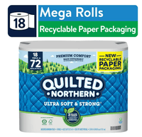 Quilted Northern Ultra Soft & Strong Toilet Paper, 18 Mega Rolls, Recyclable Paper Packaging EasyOptionXY LLC