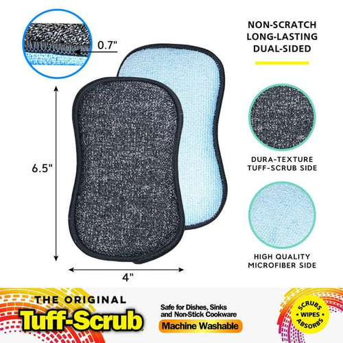 Original Tuff-Scrub Professional Microfiber Scrub 'N' Wipe Cleaning Sponge Pads, 2 Pads EasyOptionXY LLC