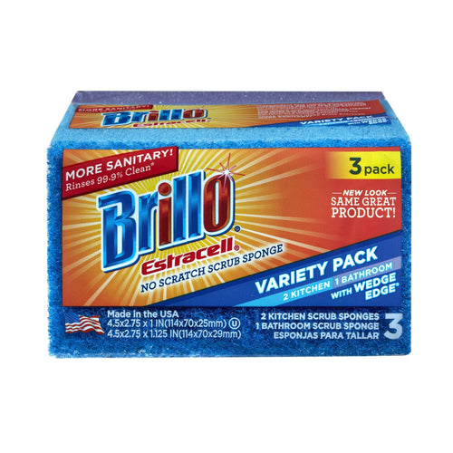 Brillo Estracell Wedge Edge No Scratch Scrub Sponge, 3 Count EasyOptionXY LLC