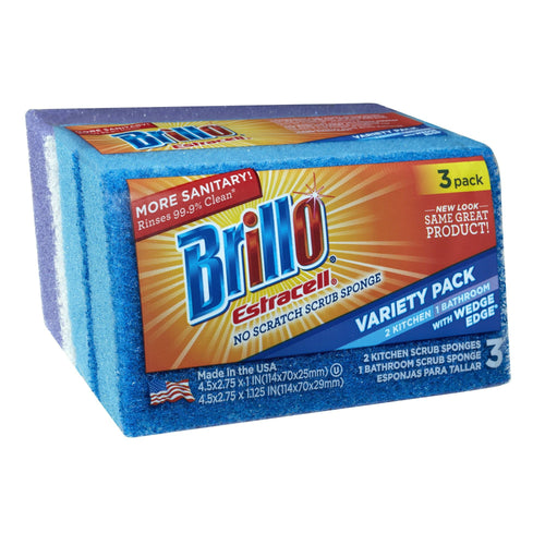 Brillo Estracell Wedge Edge No Scratch Scrub Sponge, 3 Count EasyOptionXY LLC