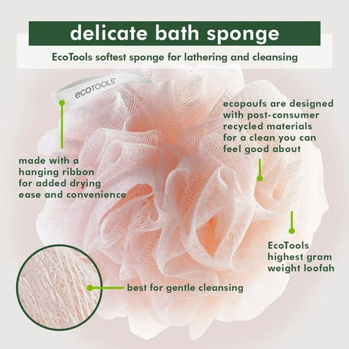EcoTools Delicate Bath Sponge Recycled Netting for Adults, 1 Count EasyOptionXY LLC
