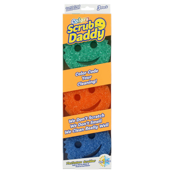 Scrub Daddy Colors Non-Scratch Flex Texture Sponge, Multi-Color, 3 Ct EasyOptionXY LLC