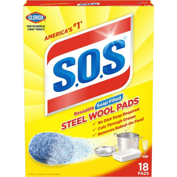 S.O.S Steel Wool Dish Scrubber Pads, 18 Pack EasyOptionXY LLC