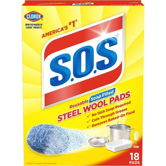S.O.S Steel Wool Dish Scrubber Pads, 18 Pack EasyOptionXY LLC