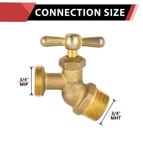 3/4" MIP x 3/4" MHT Brass No-Kink Hose Bibb (Lead Free)