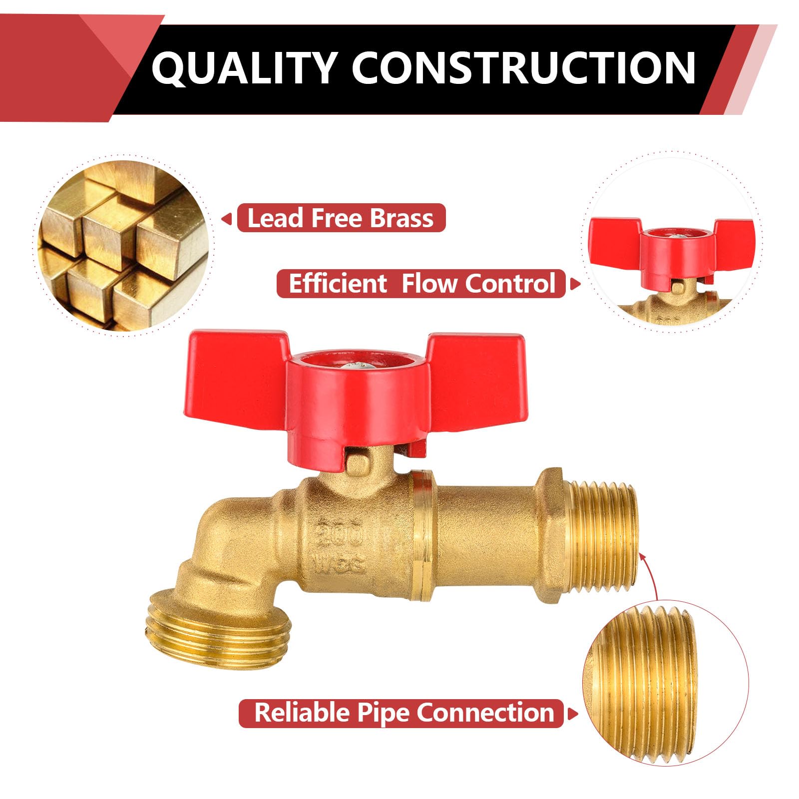 10 Pcs 3/4" MIP x 3/4" MHT Brass Hose Bibb (Lead Free) Plumbingsell