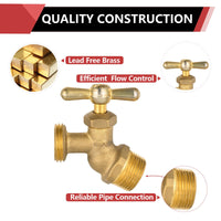 10 Pcs 3/4" MIP x 3/4" MHT Brass No-Kink Hose Bibb (Lead Free) Plumbingsell