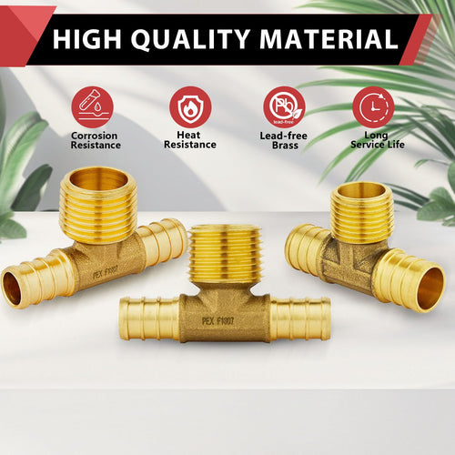 PEX-B Crimp Male Tee 3/4" PEX x 3/4" PEX x 1/2" Male Tee (Lead Free) Plumbingsell