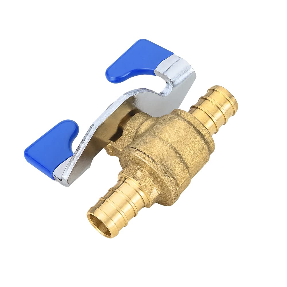 10 Pcs 3/4" PEX Crimp Butterfly Ball Valve, Blue (Lead Free)