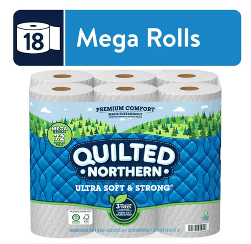Quilted Northern Ultra Soft & Strong Toilet Paper, 18 Mega Rolls EasyOptionXY LLC