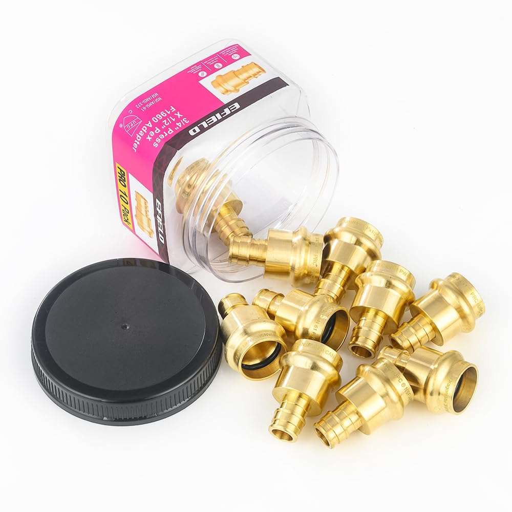 Pro 10-Pack 3/4" Press x 1/2" PEX Expansion Brass Adapter (Lead Free)