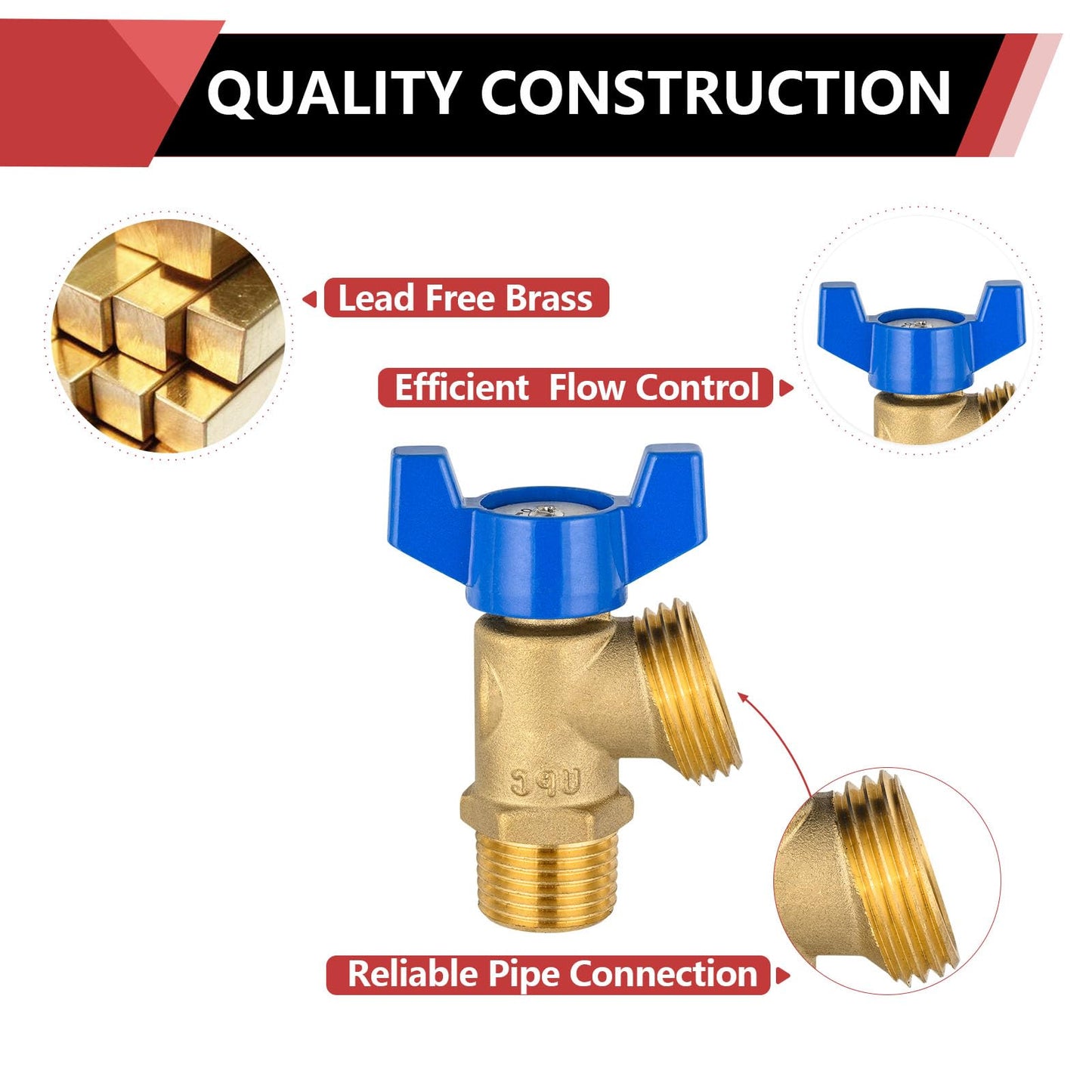 10 Pcs 3/4" MIP x 3/4" MHT Boiler Drain Valve,1/4 Turn