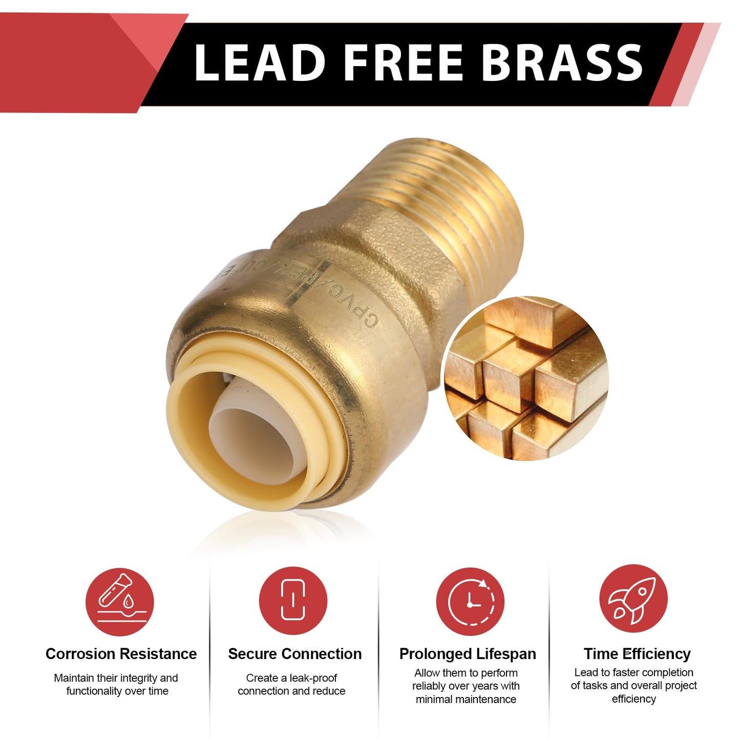 30 Pcs 3/4" x 3/4" M Push Fit Male Adapter