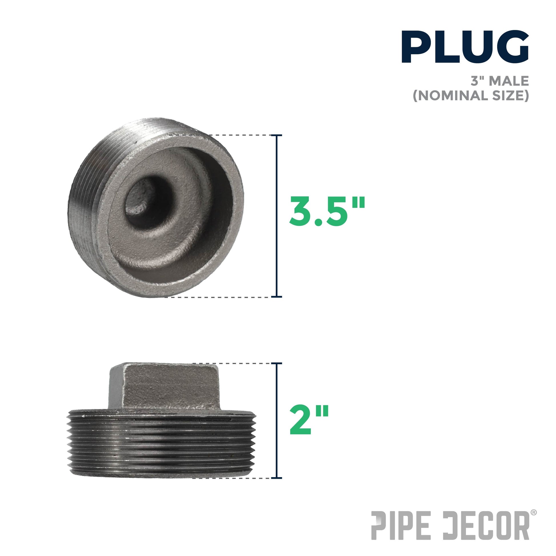 3 in. Black Plug PIPE DECOR