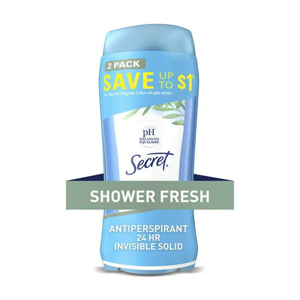 Secret Invisible Solid Antiperspirant and Deodorant, Shower Fresh, Twin Pack, 2.6 oz EasyOptionXY LLC