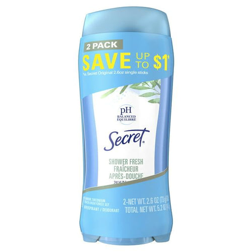 Secret Invisible Solid Antiperspirant and Deodorant, Shower Fresh, Twin Pack, 2.6 oz EasyOptionXY LLC