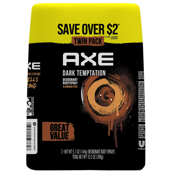 Axe Body Spray for Men Deodorant Dark Temptation, 5.1 oz Twin Pack EasyOptionXY LLC