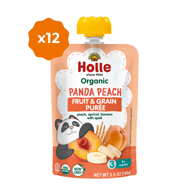 Holle Baby Food Pouches - Organic Fruit & Grain Puree -  Panda Peach Holle USA