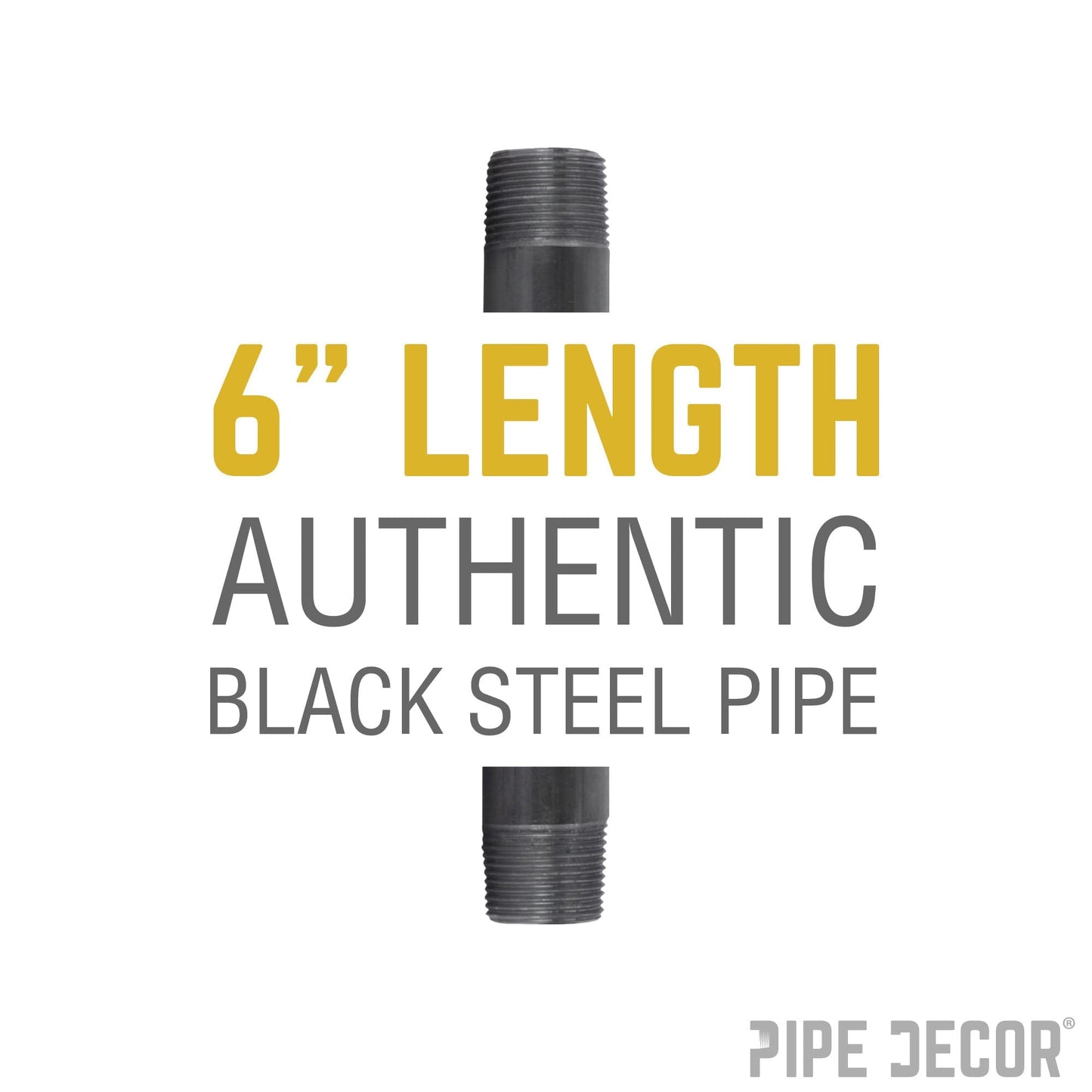 1 in. x 6 in. Black Pipe