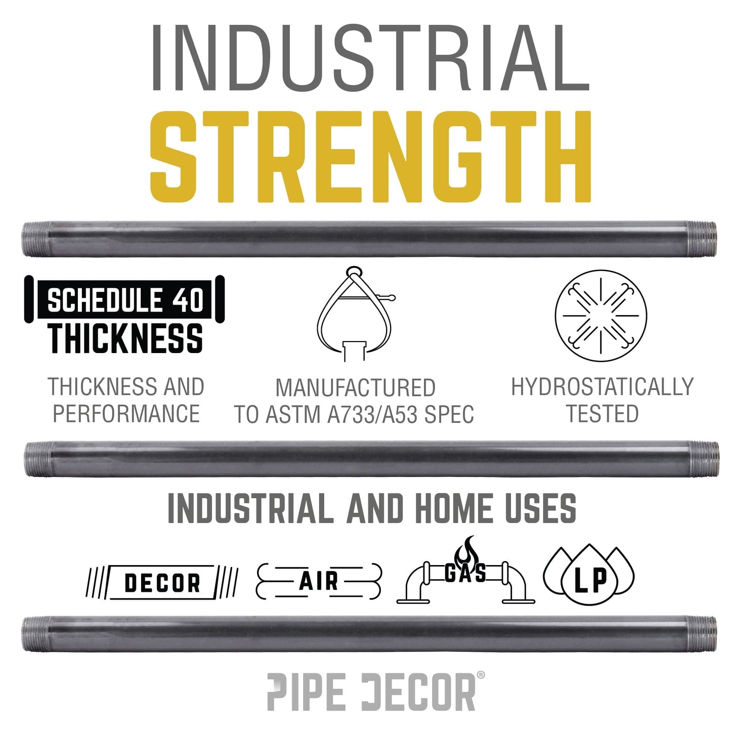 1 1/4 in. x 7 in. Black Pipe