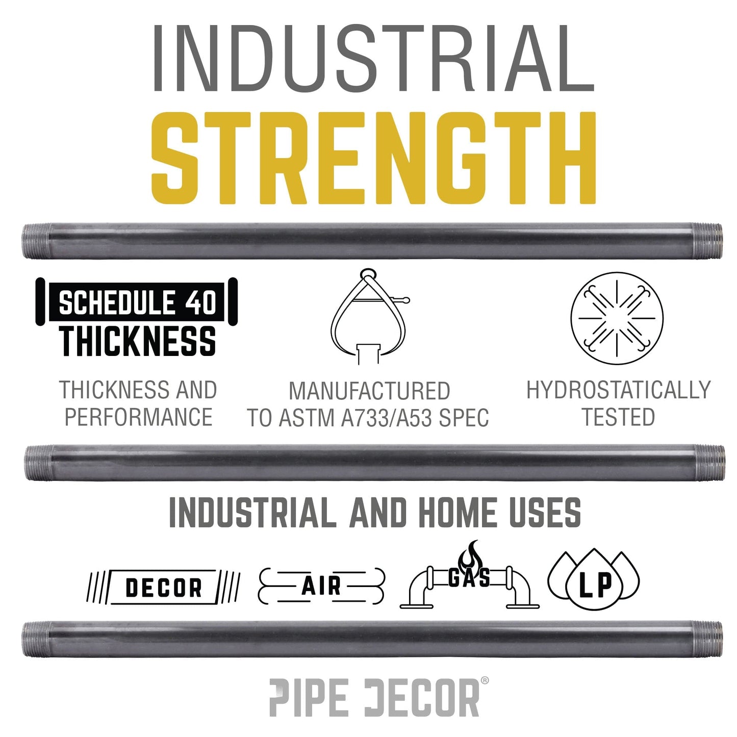 1/4 in. x 4 1/2  in. Black Pipe