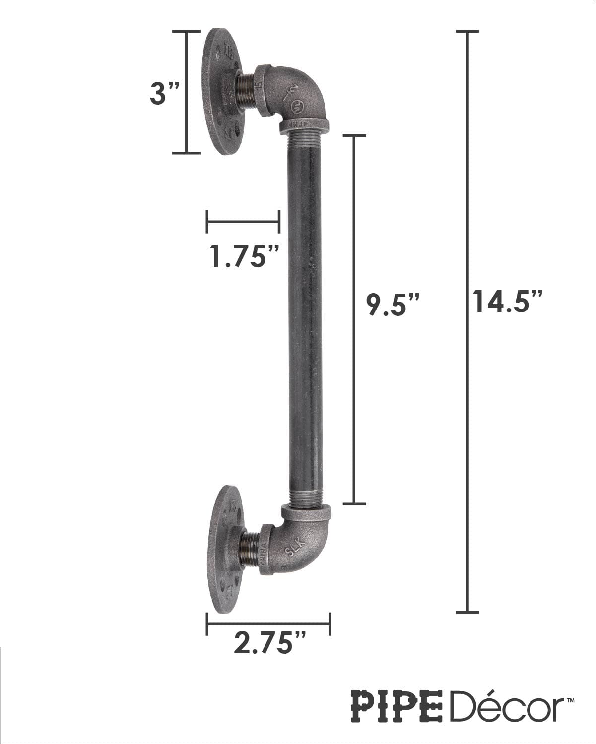 1/2 in. x 10 in. Barn Door Handle - 14.5 in. L PIPE DECOR
