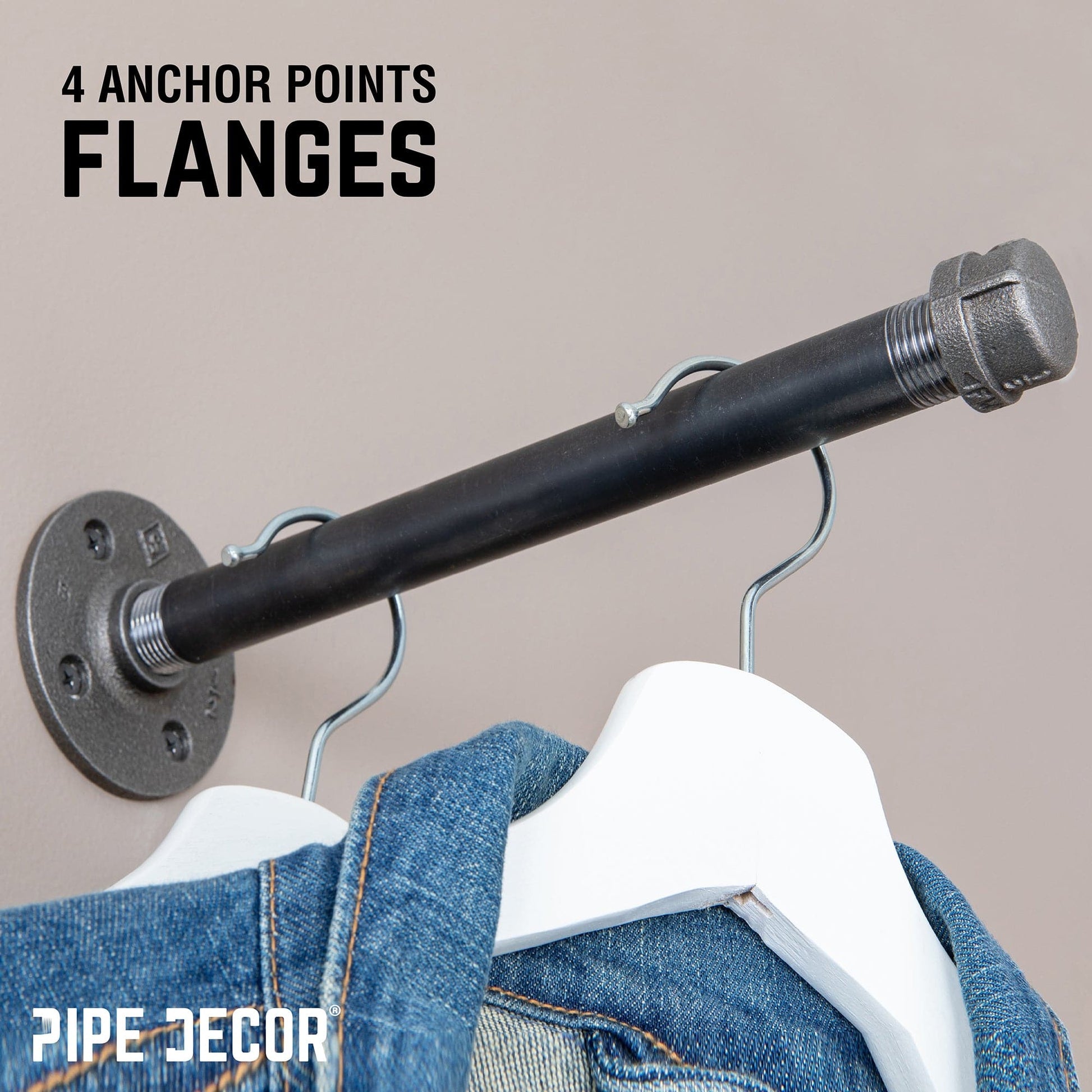1/2 in. x 10 in. Clothing Hanging Bracket Kit, 4-Pack PIPE DECOR