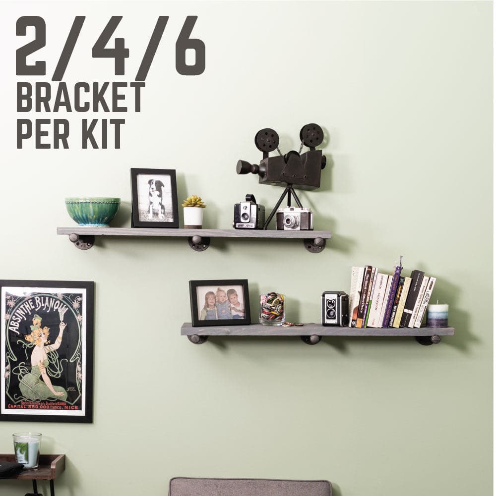 1/2 in. x 10 in. Shelf Bracket Kit, 6 Pack PIPE DECOR