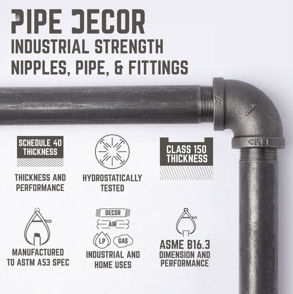 1/2 in. x 10 in. Shelf Bracket Kit, 4 Pack PIPE DECOR