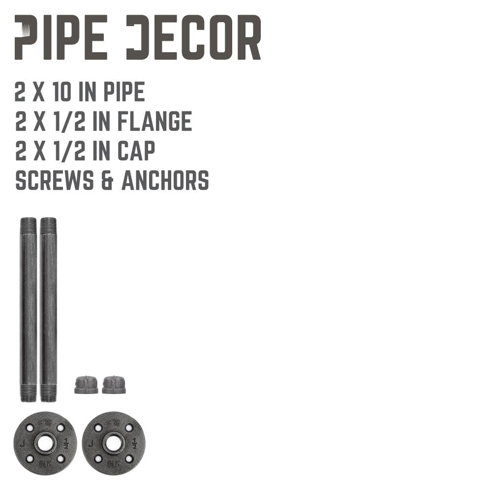 1/2 in. x 10 in. Shelf Bracket Kit, 2 Pack PIPE DECOR