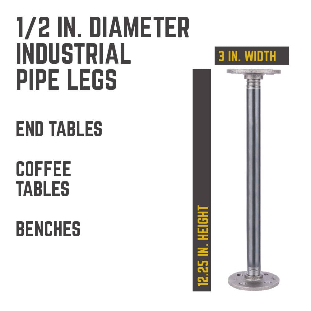 1/2 in. x 12 in. Round Flange Pipe Table Legs - 4 Pack PIPE DECOR