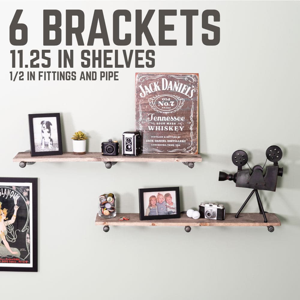 1/2 in. x 12 in. L Shelf Bracket Kit, 6 Pack PIPE DECOR