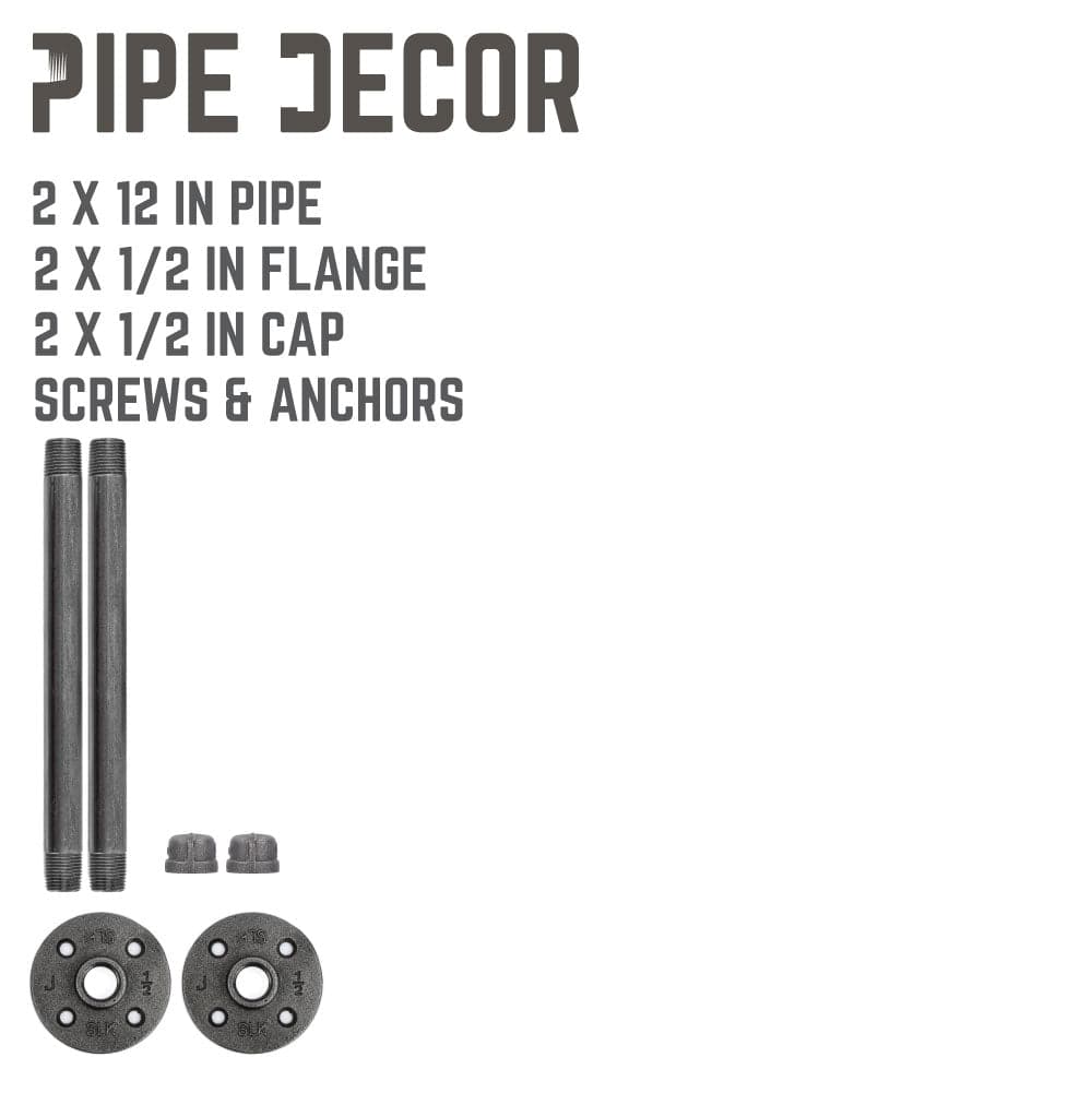 1/2 in. x 12 in. L Shelf Bracket Kit, 2 Pack PIPE DECOR