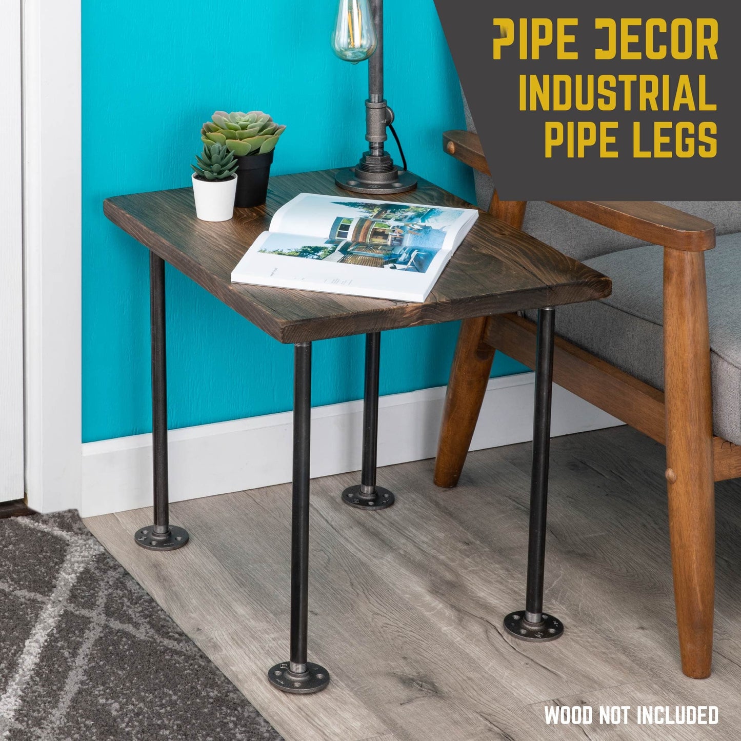 1/2 in. x 18 in. Round Flange Pipe Table Legs - 4 Pack PIPE DECOR