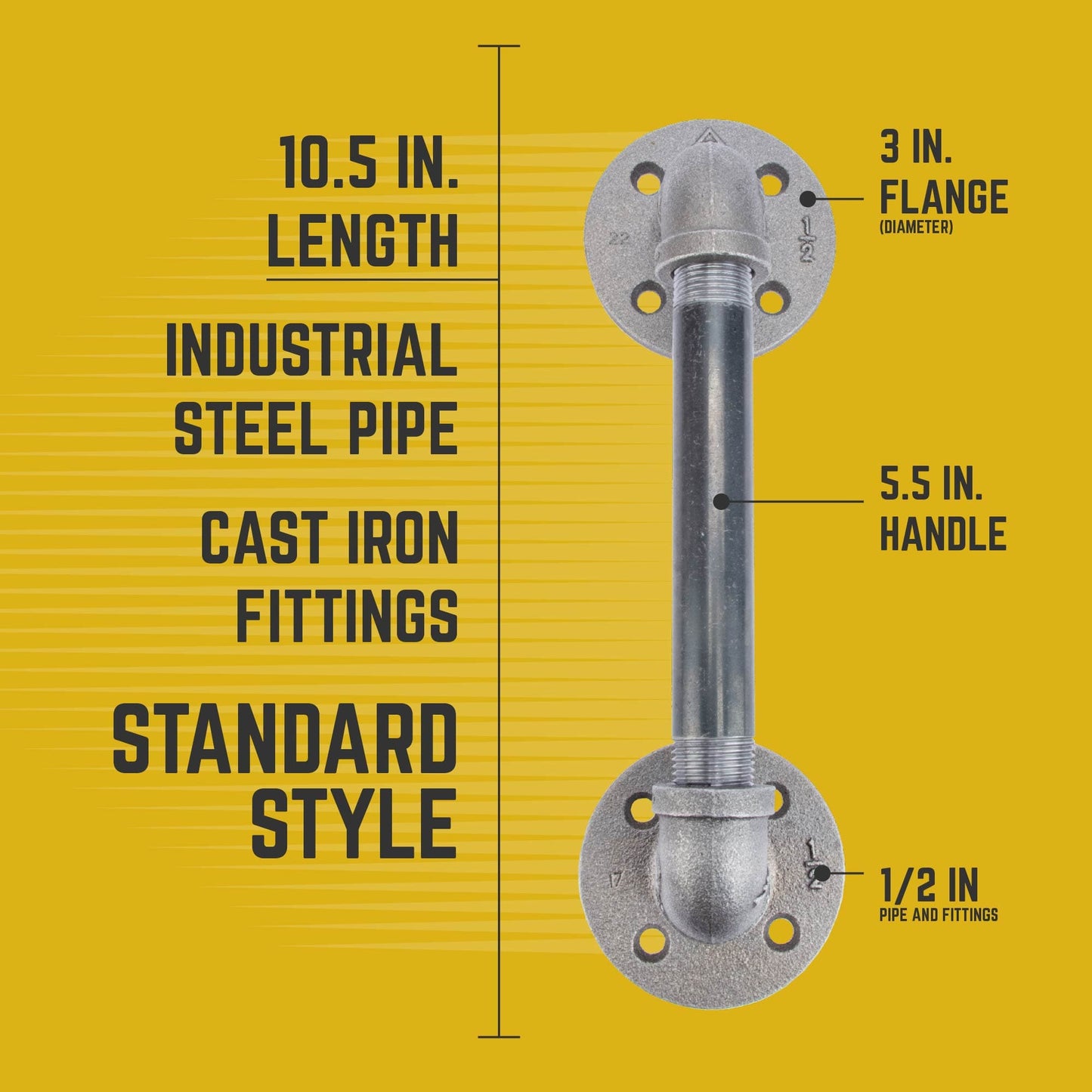 1/2 in. x 6 in. Barn Door Handle - 10.5 in. L PIPE DECOR