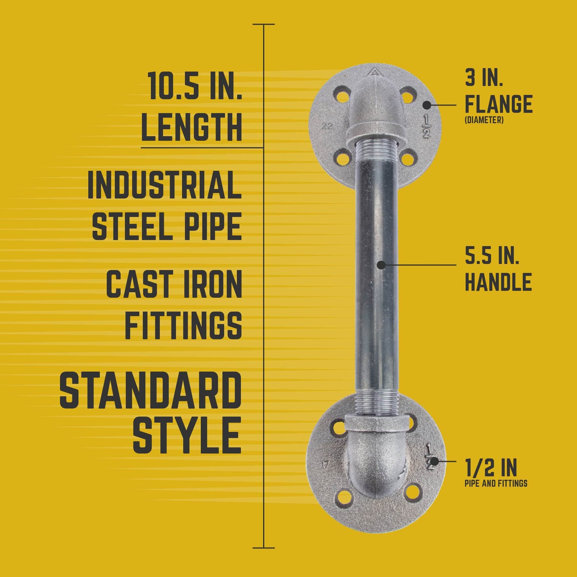 1/2 in. x 6 in. Barn Door Handle - 10.5 in. L PIPE DECOR