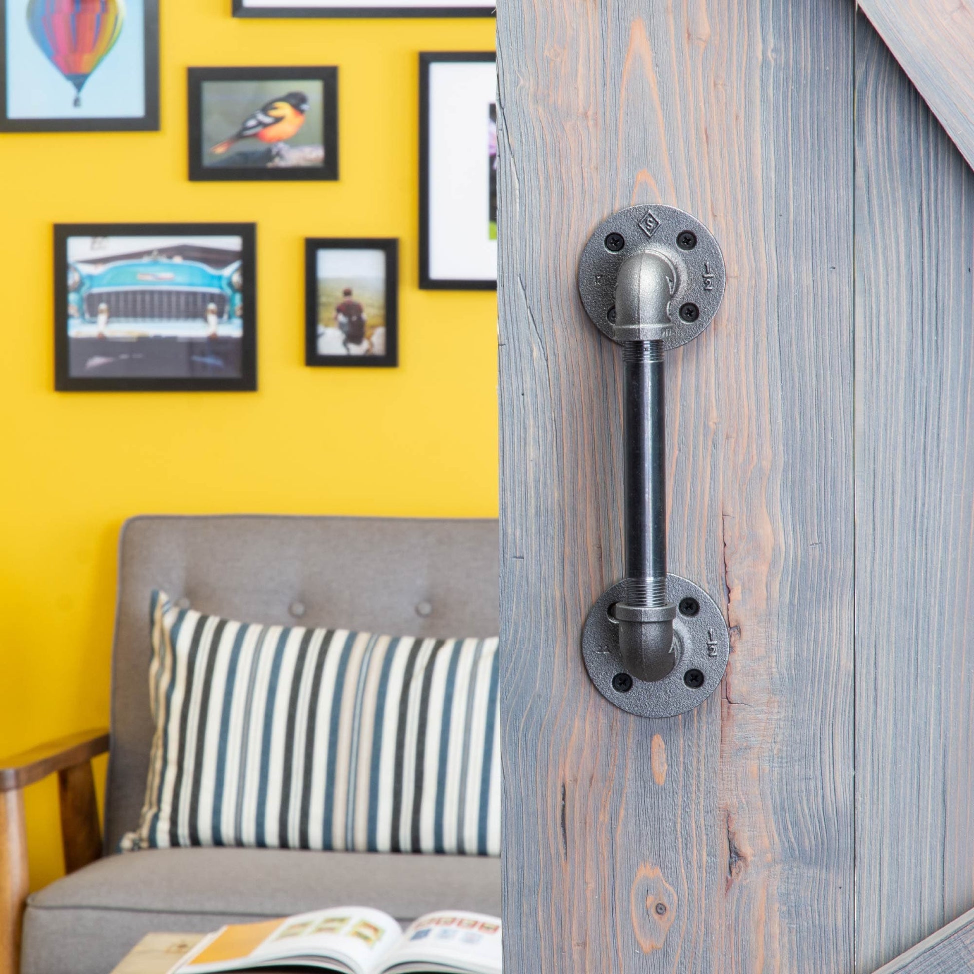 1/2 in. x 6 in. Barn Door Handle - 10.5 in. L PIPE DECOR