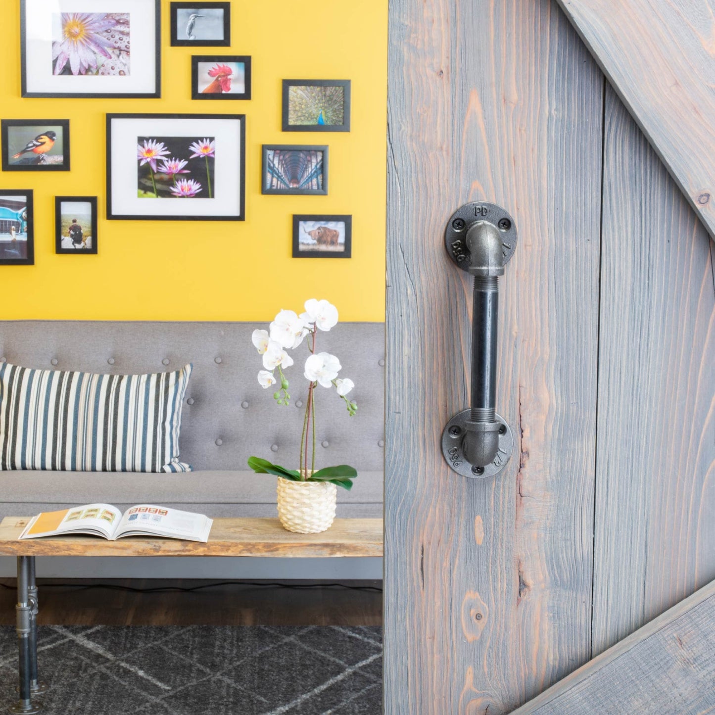 1/2 in. Barn Door Handle - Mini Flange - 9.875 L PIPE DECOR