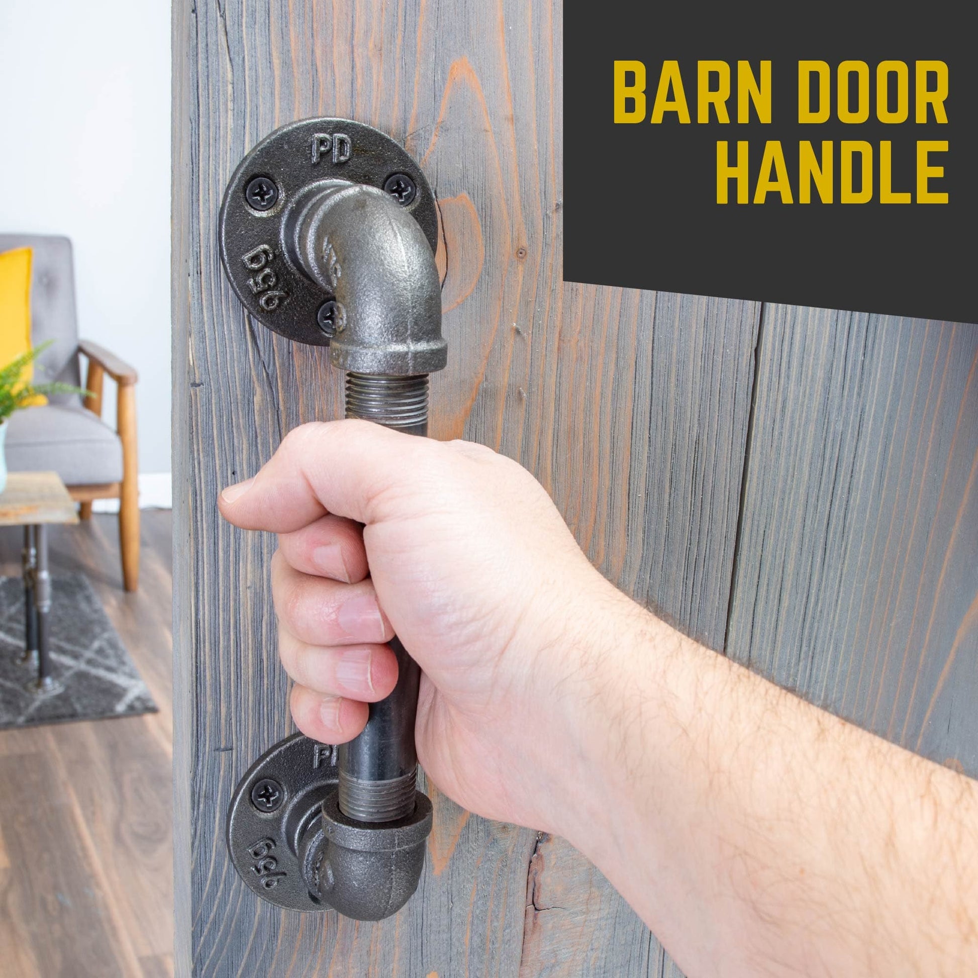 1/2 in. Barn Door Handle - Mini Flange - 9.875 L PIPE DECOR