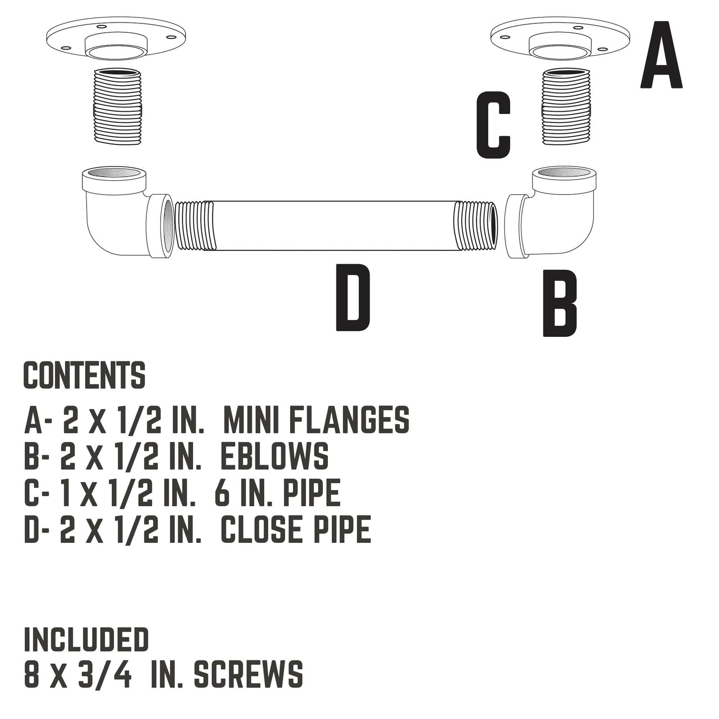 1/2 in. Barn Door Handle - Mini Flange - 9.875 L PIPE DECOR