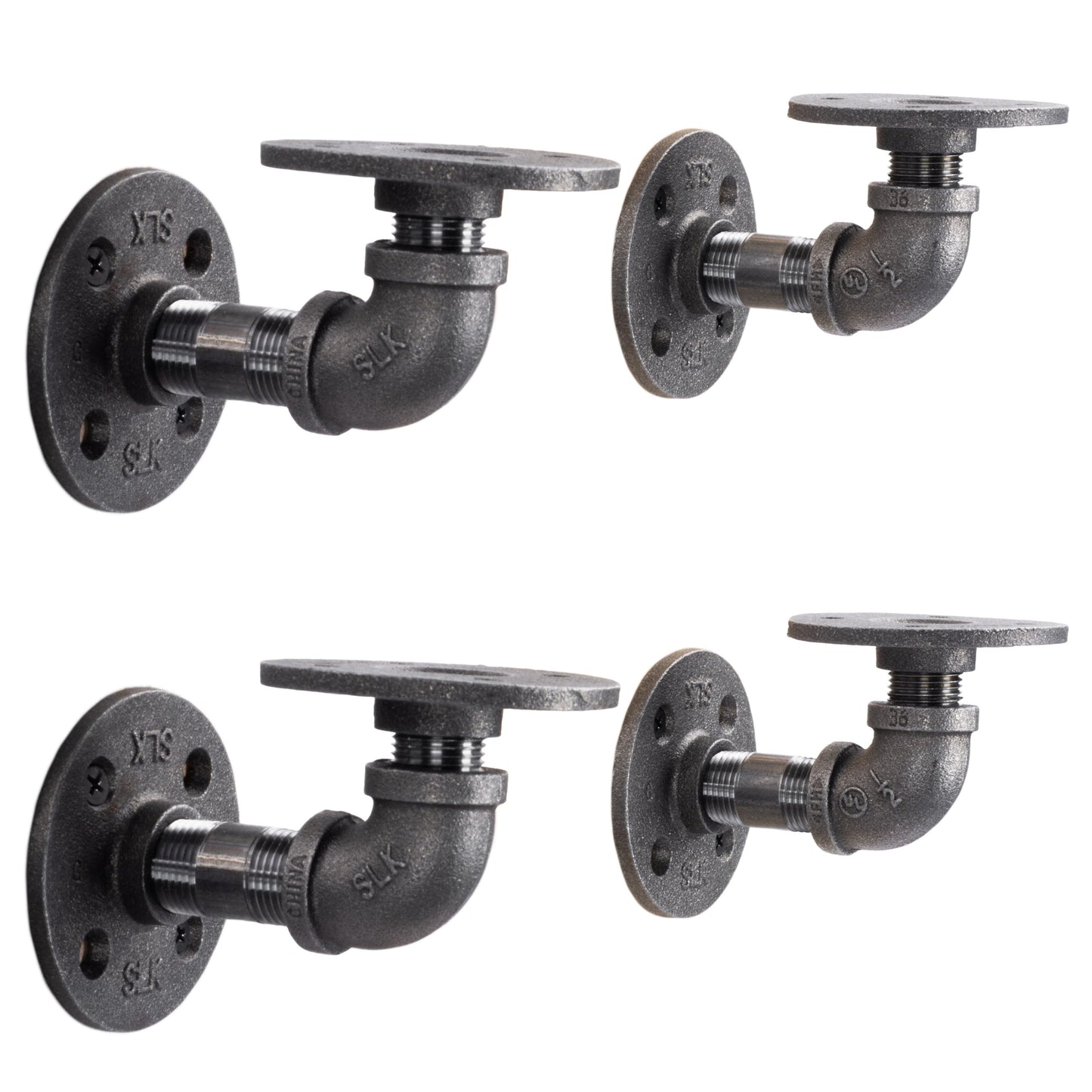 1/2 in. x 3.75 in. Double Flange Shelf Bracket, 4 Pack PIPE DECOR