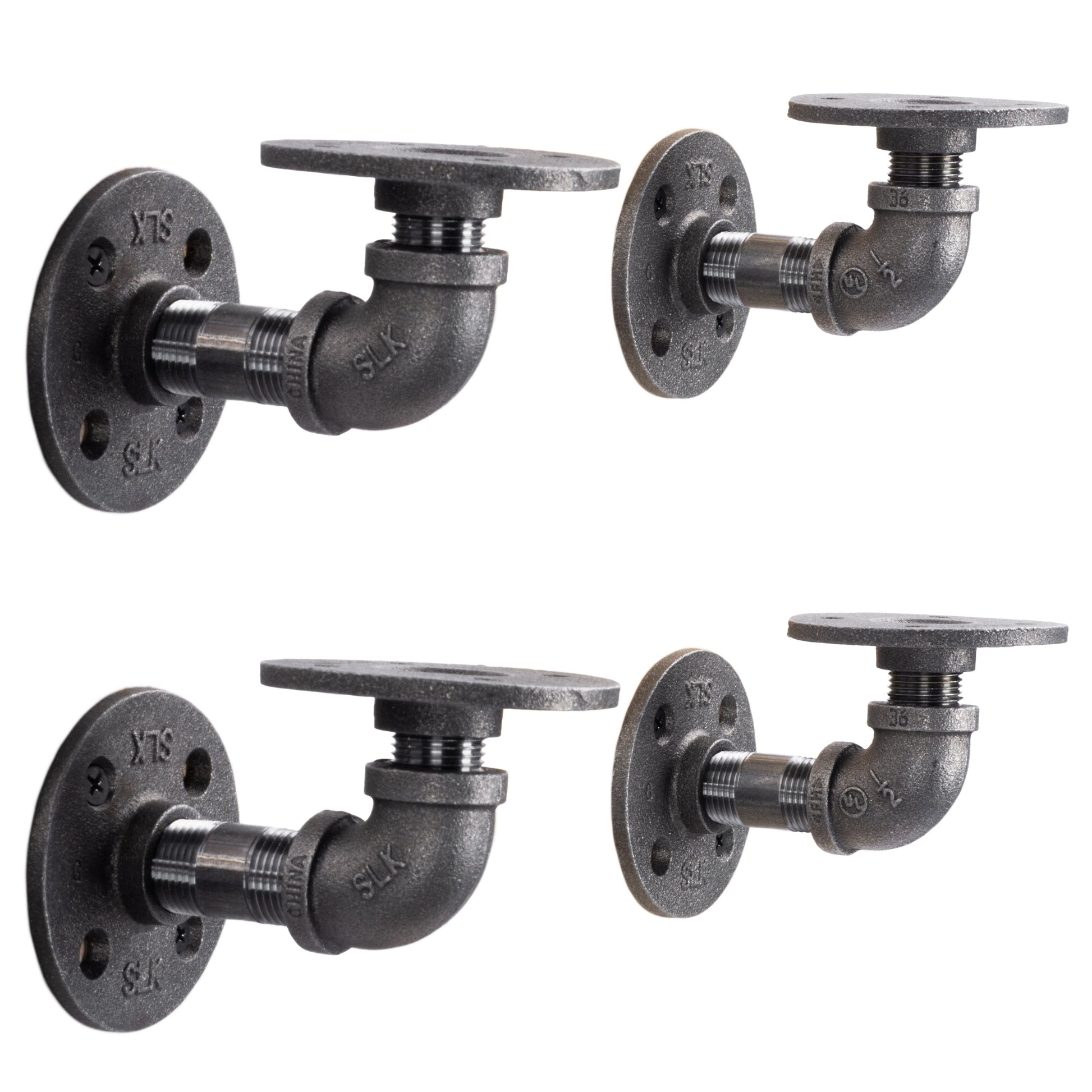 1/2 in. x 3.75 in. Double Flange Shelf Bracket, 4 Pack PIPE DECOR