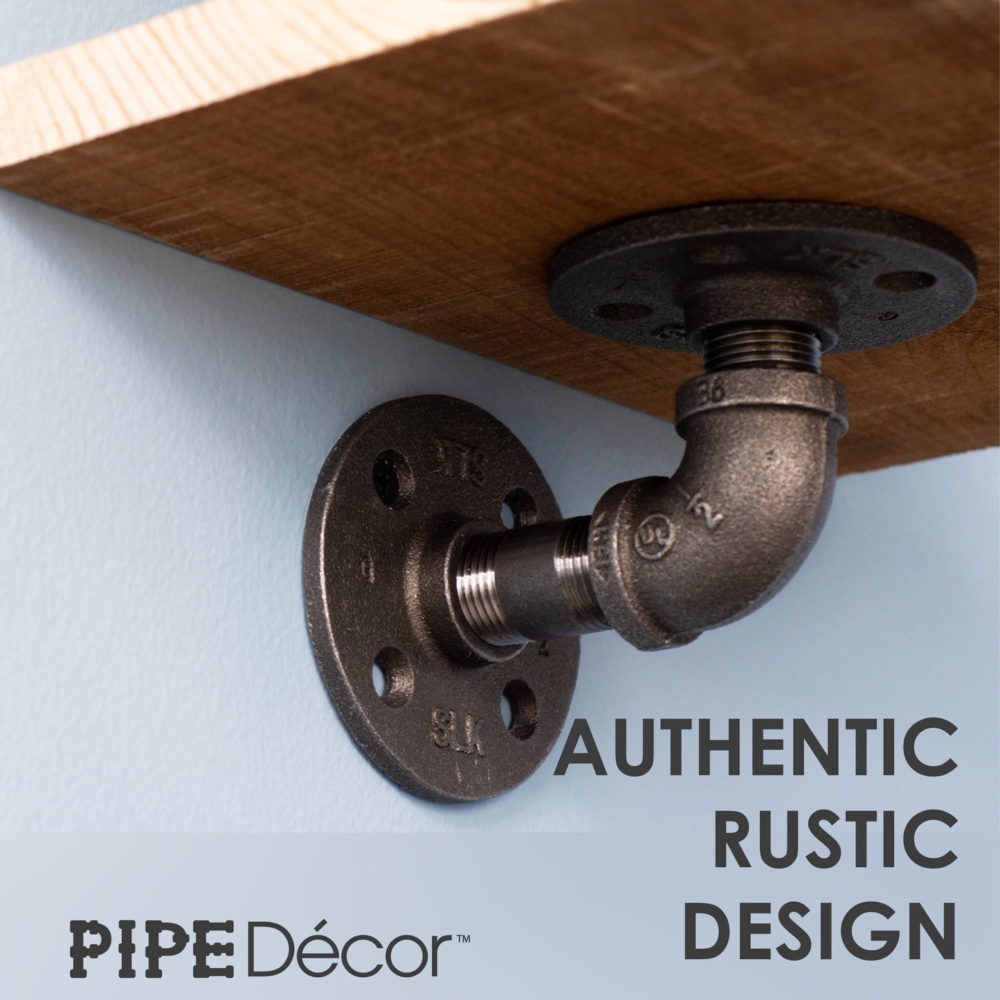 1/2 in. x 3.75 in. Double Flange Shelf Bracket, 4 Pack PIPE DECOR