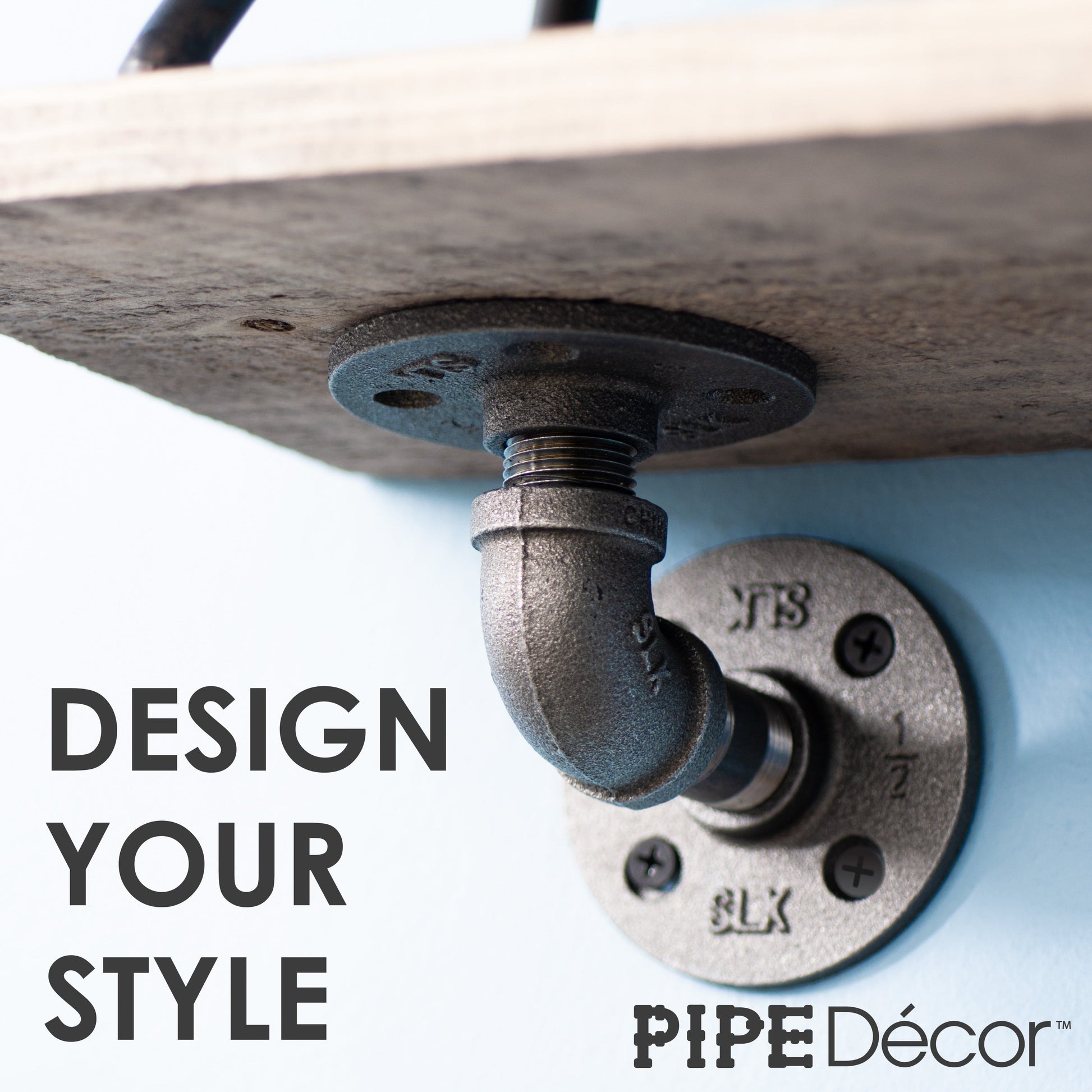 1/2 in. x 3.75 in. Double Flange Shelf Bracket, 4 Pack PIPE DECOR