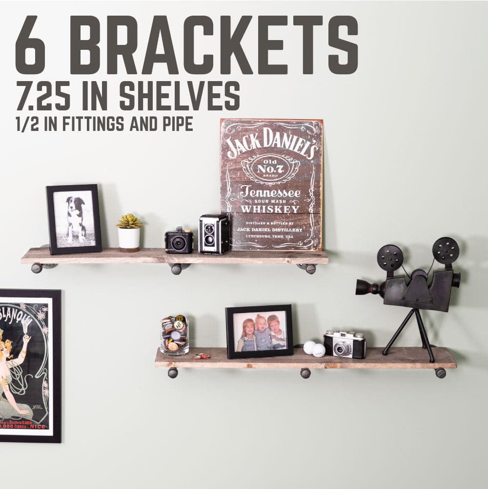 1/2 in. x 8 in. Shelf Bracket Kit, 6 Pack PIPE DECOR