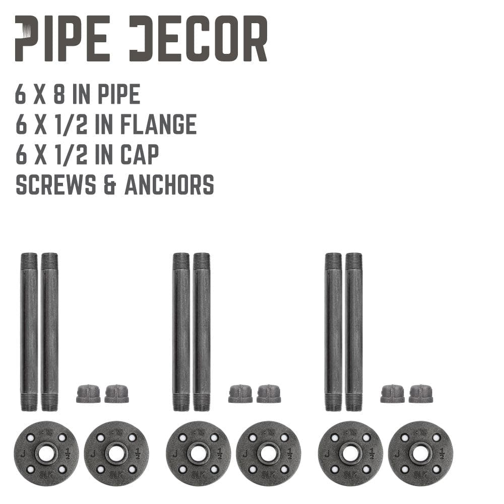 1/2 in. x 8 in. Shelf Bracket Kit, 6 Pack PIPE DECOR